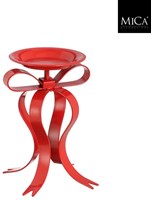 MiCa candelabro lazo rojo decoración - 17x14x20 cm portavelas