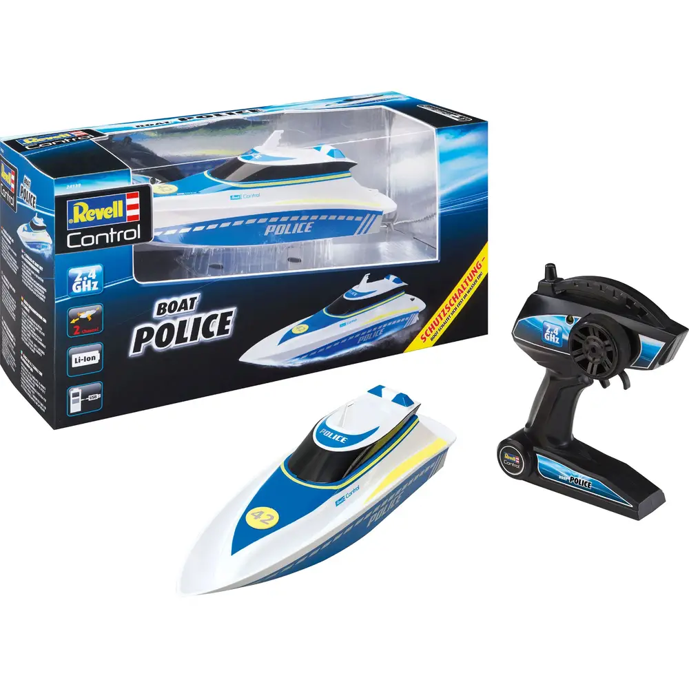Revell lancha policial RC - mando a distancia, eléctrica, 2,4GHz, blanco-azul