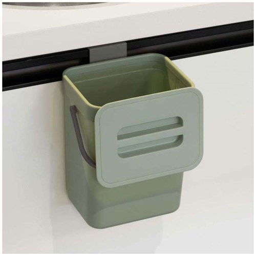 Papelera cocina verde 3L - cubo compacto para residuos de cocina-2