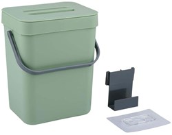 Papelera cocina verde 3L - cubo compacto para residuos de cocina
