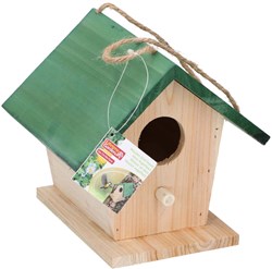 Casita de pájaros de madera nido azul 17x16x15cm decoración jardín