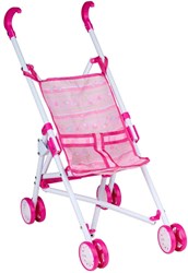 Edco carrito de muñecas blanco y rosa - cochecito plegable con cinturón de seguridad