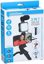 Edco Vlog Kit 3-en-1 Estudio Selfie con luz LED y micrófono