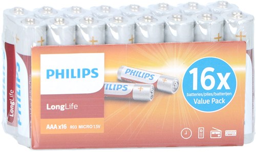 Pilas AAA Philips longlife paquete ahorro 16 unidades - Pilas AAA