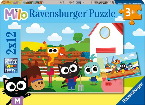 Ravensburger puzzle 2 puzzles - granja & pescador Milo - 12 piezas rompecabezas infantil