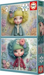 Educa rompecabezas Flower Girls - 2 puzzles de 100 piezas de cartón