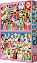 Educa set de puzzles - rompecabezas - niñas Europa y Asia - 2x100 piezas