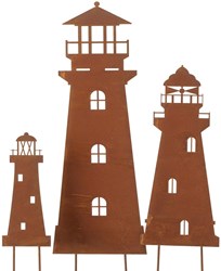 Boltze Home estaca de jardín faro set 3 piezas decoración marítima
