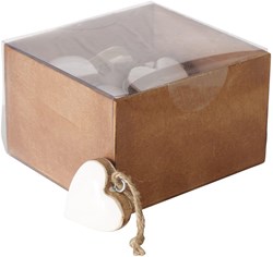 Boltze Home colgante corazón madera decoración 5x5cm 16 unidades