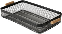 Boltze Home bandeja metal madera negro 51x27x8cm almacenamiento elegante
