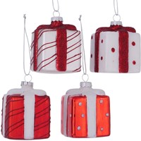 Boltze Home adorno navideño regalo vidrio rojo 9x6cm decoración árbol