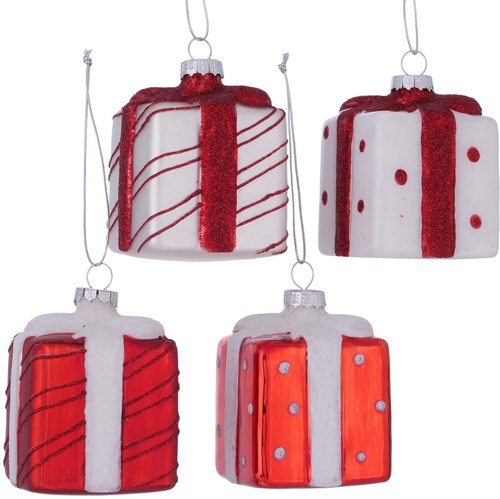 Boltze Home adorno navideño regalo vidrio rojo 9x6cm decoración árbol