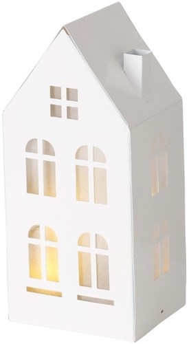 Boltze Home casita decorativa metal LED blanca luz ambiente 22,3cm