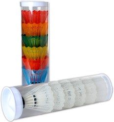 Twisk volantes de bádminton plástico blanco en tubo 6 unidades 4,5-5 gramos
