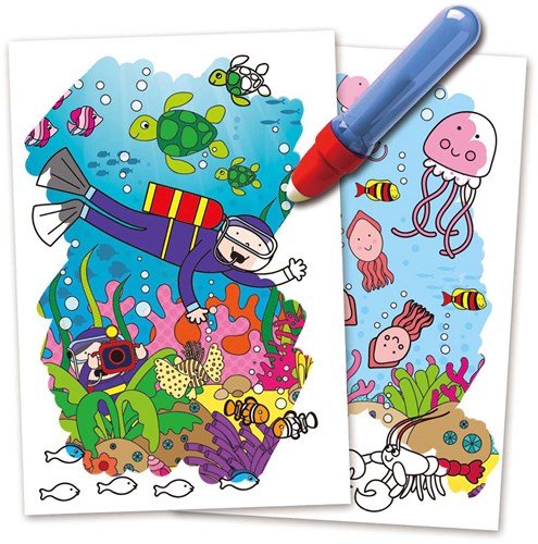 Libro para colorear mágico con agua - Bajo el mar - Juguete reutilizable-2