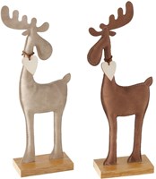 Boltze Home estatua decorativa ciervo marrón madera textil 27,5cm interior