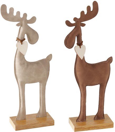 Boltze Home estatua decorativa ciervo marrón madera textil 27,5cm interior