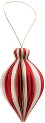 Boltze Home bola de Navidad ovalada papel rojo blanco decoración árbol