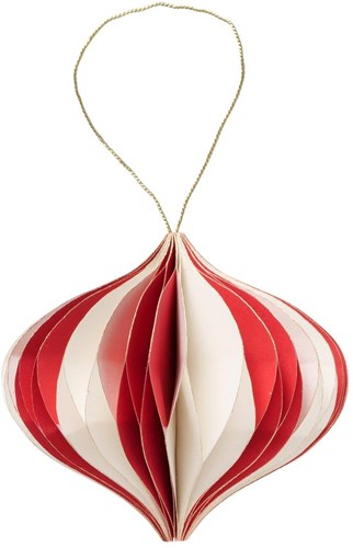 Boltze Home bola de Navidad ovalada papel rojo-blanco Ø10cm decoración
