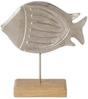 Boltze Home escultura decorativa pez aluminio madera de mango 23,5cm marítima