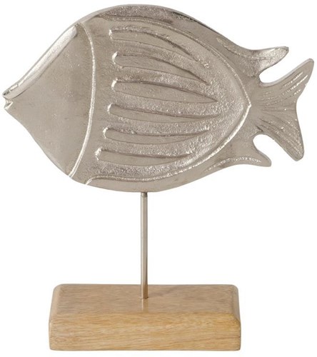 Boltze Home escultura decorativa pez aluminio madera de mango 23,5cm marítima