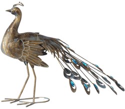 Boltze Home estatua pavo real metal oro antiguo 64x22x47cm interior exterior