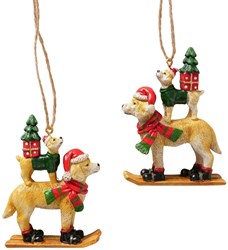 Boltze Home adorno navideño perro poliresina 6x2x8,5cm decoración