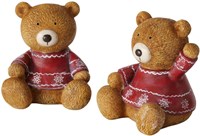 Boltze Home decoración oso Navidad poliresina Ø10xH11cm rojo