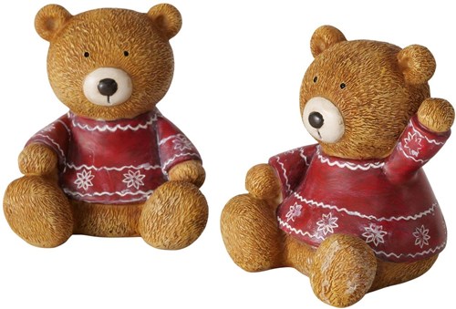 Boltze Home decoración oso Navidad poliresina Ø10xH11cm rojo