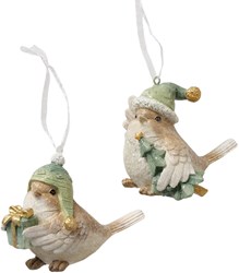 Boltze Home adorno navideño pájaro decoración de Navidad 7,5x7cm poliresina