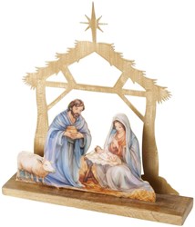 Boltze Home belén decoración madera de mango metal 30,5x32,5cm Navidad