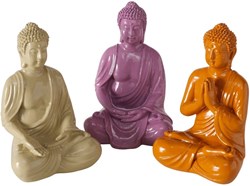 Boltze Home figura Buda decoración moderna resina 10 cm naranja