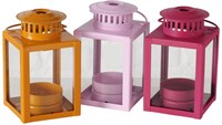 Boltze Home farol decorativo hierro vidrio naranja rosa 10,5cm