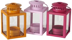 Boltze Home farol decorativo hierro vidrio naranja rosa 10,5cm