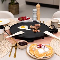 Plancha redonda 40 cm grill eléctrica de mesa gourmet negra-2