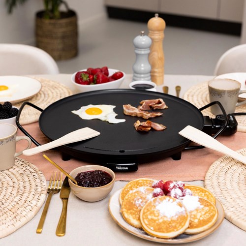 Plancha redonda 40 cm grill eléctrica de mesa gourmet negra-2