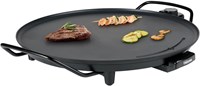 Plancha redonda 40 cm grill eléctrica de mesa gourmet negra-3