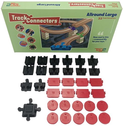 Toy2 Allround Set L - Set de adaptadores para trenes de madera Duplo y Brio