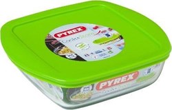 Pyrex recipiente de almacenamiento vidrio 350ml cuadrado con tapa 14x12x4cm