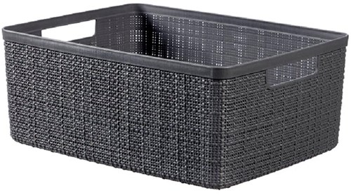 Curver cesta de almacenamiento efecto yute 12 litros gris oscuro - plástico reciclado-2