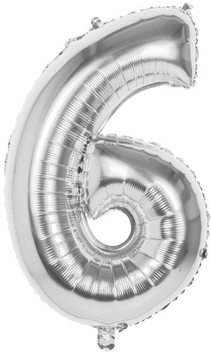 Boland globo de foil número 6 plata 86cm decoración cumpleaños