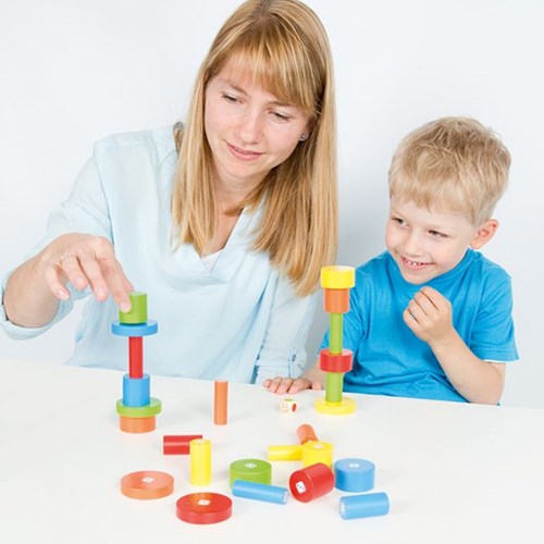 Beleduc Torreta juego infantil - juego educativo de construcción de madera