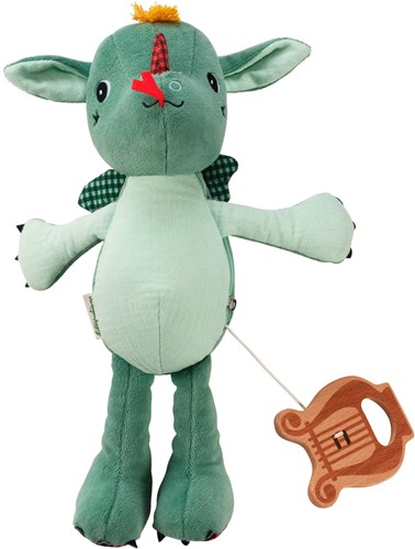 Lilliputiens peluche musical eco Joe - dragón con arpa de madera - juguete sostenible-2