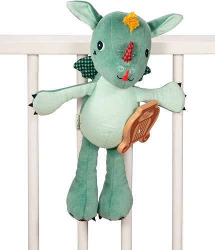 Lilliputiens peluche musical eco Joe - dragón con arpa de madera - juguete sostenible-3