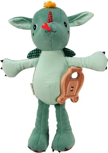 Lilliputiens peluche musical eco Joe - dragón con arpa de madera - juguete sostenible