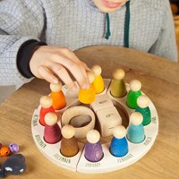 Grapat juguete de madera anillo anual con figuras perpetual calendar-2