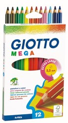 Giotto lápices de colores Mega 12 unidades extra gruesos para niños