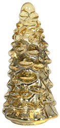 Beeld Kerstboom glas LED goud 20cm