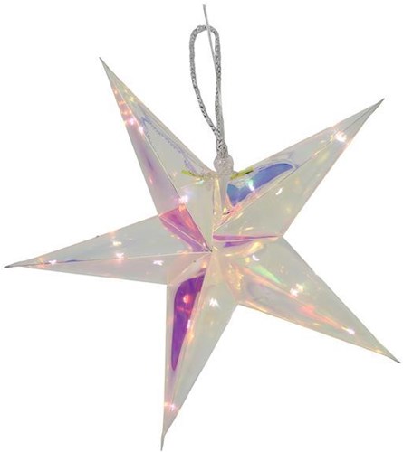Svenska Living estrella de Navidad LED plateada iridiscente 34cm con temporizador batería
