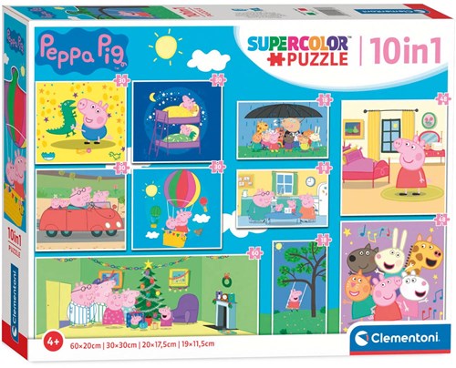 Clementoni puzzle Peppa Pig - set de rompecabezas infantil 10-en-1 cartón
